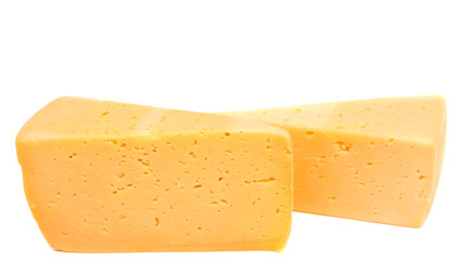Cheese block isolated on white background cutout
