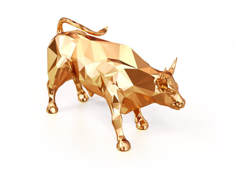 Render illustration of golden bull