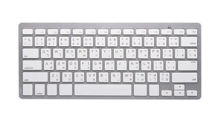 White wireless keyboard top view with keys