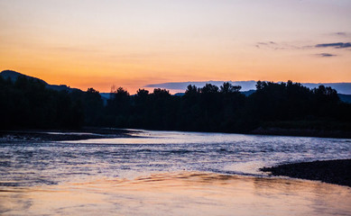 Sunset above the river
