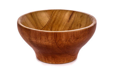 wooden bowl isolated on white background with clipping path