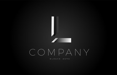 Obraz premium L black white silver letter logo design icon alphabet 3d