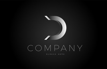 Fototapeta premium d black white silver letter logo design icon alphabet 3d