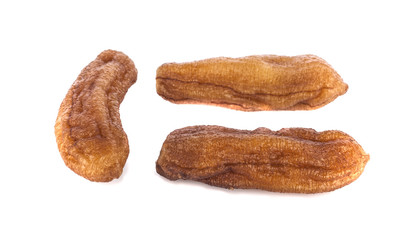 dried bananas (honey baked bananas) on white background, Thai preserved food