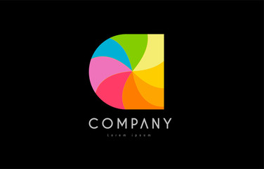 C rainbow colors logo icon alphabet design