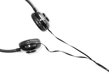 Black headphone isolated on white background