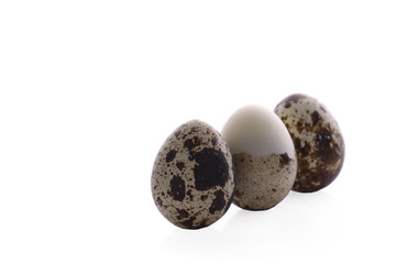 Food: group of quail eggs, isolated on white background