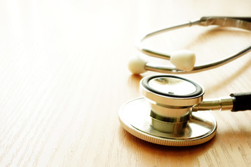 Medicine and health care concept. Stethoscope on a table.