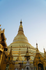 The Shwedagon Pagoda in Yangon , Myanmar