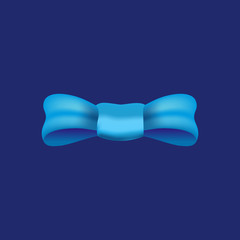 Blue bow tie realistic illustration on dark blue background