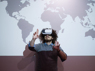 businessman using VR-headset glasses of virtual reality