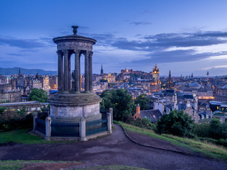 Edinburgh city skyline viewed from Calton Hill, Scotland, United Kingdom.