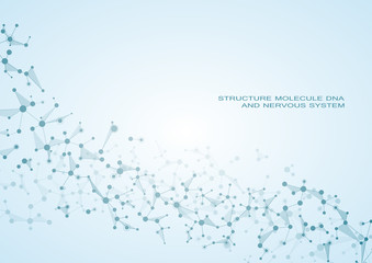 Structure molecule dna and neurons, connected lines with dots, genetic and chemical compounds, vector illustration.