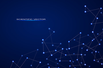 Fototapeta premium Structure of molecular particles and atom, polygonal abstract background, technology and science concept, vector illustration.