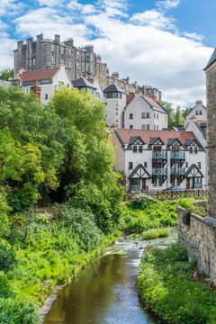 The scenic Dean Village in a sunny afternoon, in Edinburgh, Scotland.