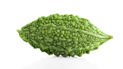 Bitter melon isolated - Bitter melon fresh organic green herb or vegetable, often called balsam...