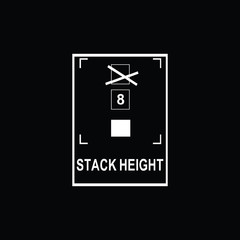 Packaging symbols (Stack height). Fragile cardboard black signs isolated on a black background. Stock vector illustration