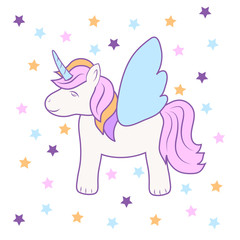 hand drawing cute unicorn icon stock vector illustration design