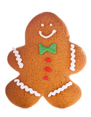 christmas gingerbread man on white background
