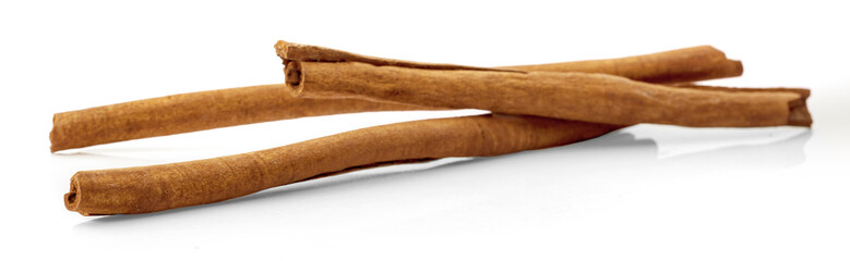 Cinnamon sticks on white background
