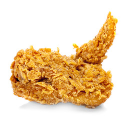 hot and crispy fried chicken legs isolated on a white background