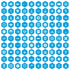 Fototapeta na wymiar 100 emblem icons set blue