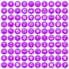 100 student icons set purple