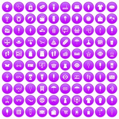 100 summer shopping icons set purple
