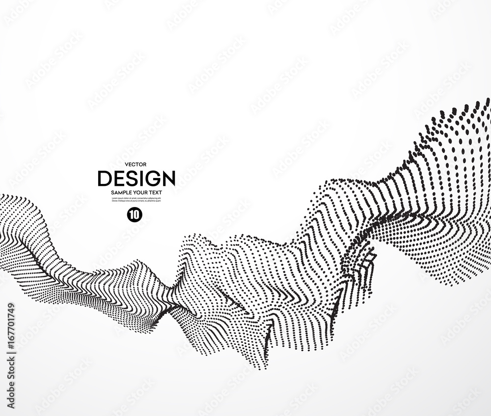 Aufkleber Abstract background with dots lines. Vector particles. Halftone wavy line.