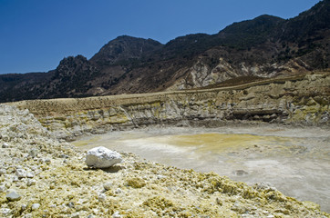 The crater of volcano. Nysiros, Greece.