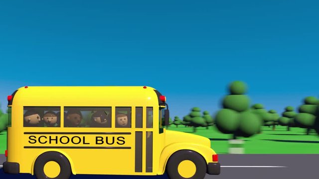 Back to school. School bus goes to school. Children look in the window of a school bus.
