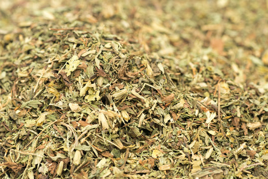 dried stevia  leaves selective focus