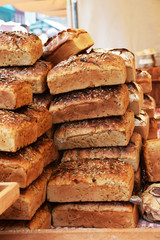 A great pyramid of fresh loaf loaves