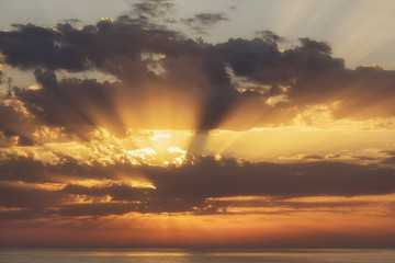 sunset over the sea,