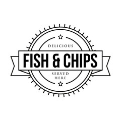 Fish and Chips vintage sign stamp