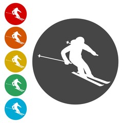 Ski icons set. Vector illustration 