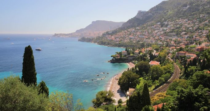 View to Monte Carlo and Monaco from Roquebrune Cap-Martin, French riviera, France, Europe. 
