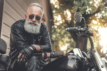 Interested bearded man using vehicle