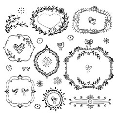 Set of decorative frames. Vector illustration.