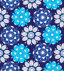 Seamless blue floral pattern