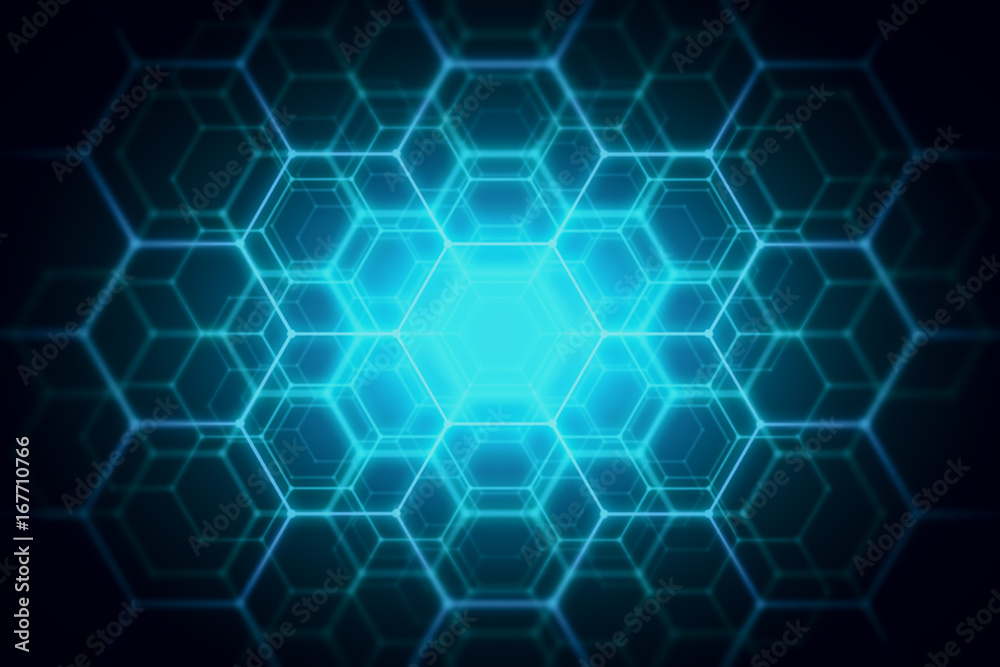 Poster Blue hexagonal backdrop