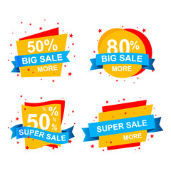 Super origami sale banners. Flat banners set. Sale Tags Graphic Elements in Paper Origami style.