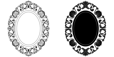Set of vintage border frame engraving with retro ornament pattern in antique baroque style decorative design. Vector