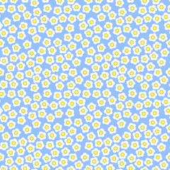 Stoffe zum Nähen Kleine weiße Blumen auf blauem Hintergrund, nahtloses Muster, Millefiori, Sommer-Thema