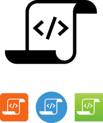 Script With Code Snippet Icon - Illustration