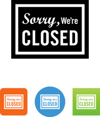 Sorry We're Closed Sign Icon - Illustration