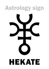 Astrology Alphabet: HEKATE (Trivia), asteroid #100. Hieroglyphics character sign (single symbol).