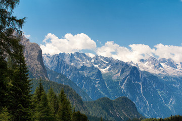 Fototapeta na wymiar Landscape of peaks from the Dolomite Mountains, Italy