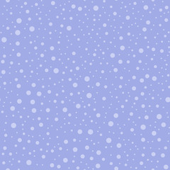 Light polka dots seamless pattern on purple background. Fascinating classic light polka dots textile pattern in restrained colours. Seamless scattered confetti fall chaotic decor. Vector illustration.