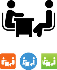 Two People At A Desk Icon - Illustration